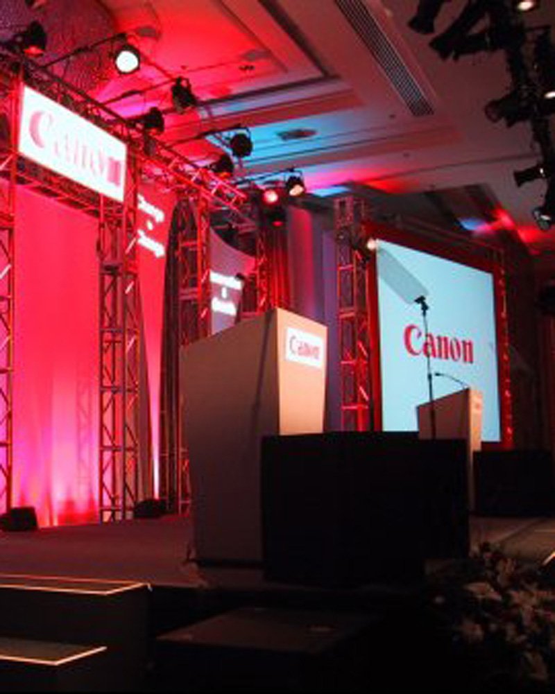 Canon event stage with audio-visual equipment rental and maintenance in Denver, CO