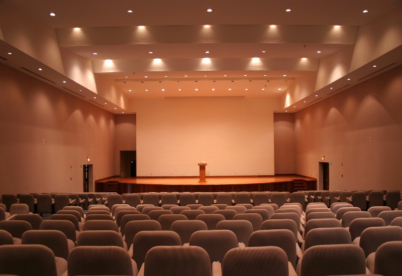Modern auditorium with AV systems showcasing components and design considerations in Denver, CO